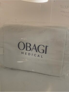 Obagi Medical Canvas Cosmetic Pouch - White with Navy Logo